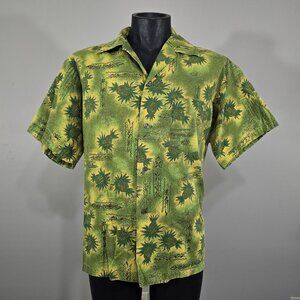 Vintage Mens Made in Hawaii Cotton Aloha Shirt Pineapple Lucky Coin Buttons